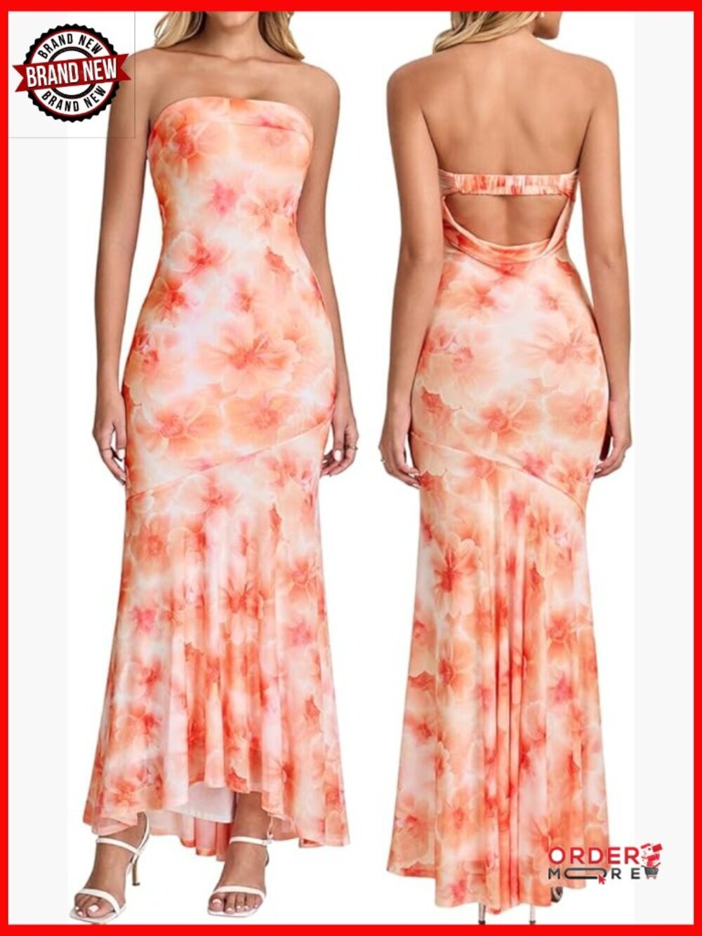 Women's Strapless Tube Bodycon Maxi Dress Formal Cocktail Party